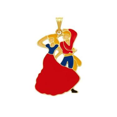 Imagem de Pingente Imagem Casal Cigano 2,5 cm Metal Banhado Dourado - Lua Místic
