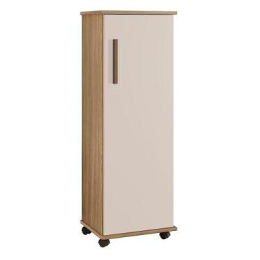 Imagem de Armário Multiuso 1 Porta 4 Prateleiras Olinda Arte Móveis Cinamomo-off