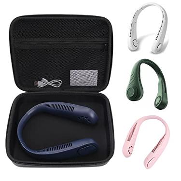 Imagem de maitexi Capa de ventilador pessoal para mãos livres para ventiladores de pescoço recarregáveis, capa de viagem para ventilador pendurado no pescoço, caixa de armazenamento de ventilador pessoal recarregável por USB (apenas a capa)