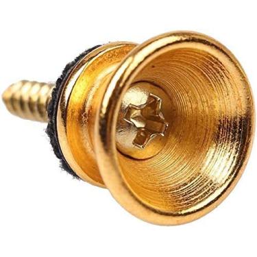 Imagem de 2 peças de alça de guitarra fechaduras de metal pinos de extremidade de metal cabeça plana para guitarra elétrica clássica acústica baixo ukulele, ouro