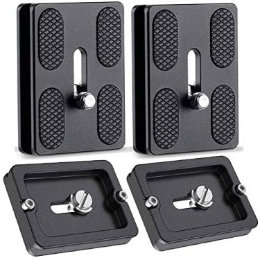 Imagem de VIZEMO Placa de liberação rápida para câmera PU50 2 peças QR pequena placa com parafuso de 1/4" - 20, placa de liberação rápida universal minúscula para braçadeira padrão Arca Swiss para tripé de câmera DSLR 50 mm - 2 pacotes)