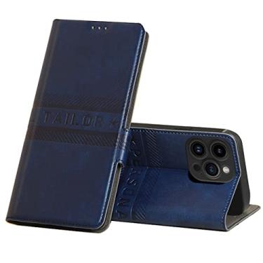Imagem de Capa carteira para iPhone 14/14 Pro/14 Plus/14 Pro Max, capa carteira dobrável com slots para cartão, fecho magnético e função de suporte de telefone, couro e TPU à prova de choque, azul, 14 pro max 6,7 polegadas