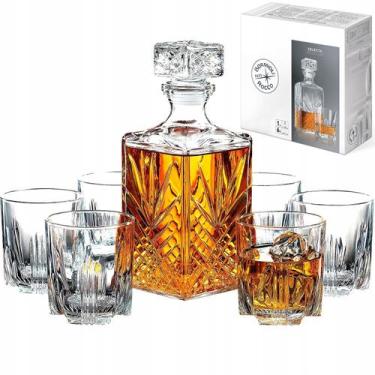 Imagem de Garrafa Whisky Licor Bar 1L Vidro + Kit Jogo Copos 280ml 6Un - Bormiol