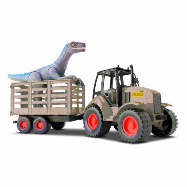 Imagem de Trator e Figura - Dino Island Adventure - Trator Carreta com Velociraptor - Silmar