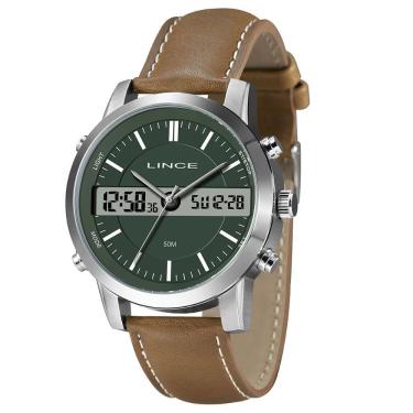 Imagem de Relógio LINCE masculino anadigi couro verde MAC4763L46 E1NX