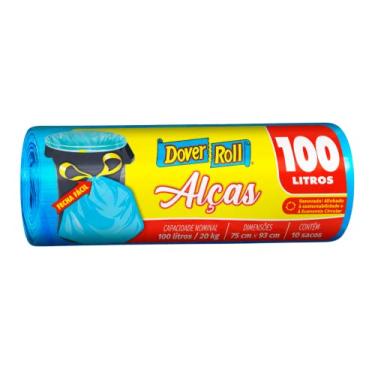 Imagem de Dover-Roll Alças 100L Azul, Rolo com 10 Sacos para Lixo