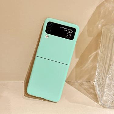 Imagem de Para Samsung Galaxy Z Flip 4 3 5 Candy Pure Color Case Para Samsung Z flip5 flip3 ZFlip 5 4 3 ZFlip4 Ultra Thin Hard PC Back Cover, MintGreen, para Samsung Z Flip 5