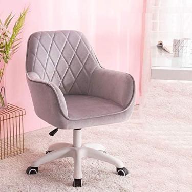 Imagem de Cadeira De Computador Com Apoio De Braço, Cadeira De Escritório De Veludo, Cadeira De Conferência Ergonômica Com Altura Ajustável, Cadeira Giratória Moderna Para Sala De Estudo Em Casa -,Cinza,43x