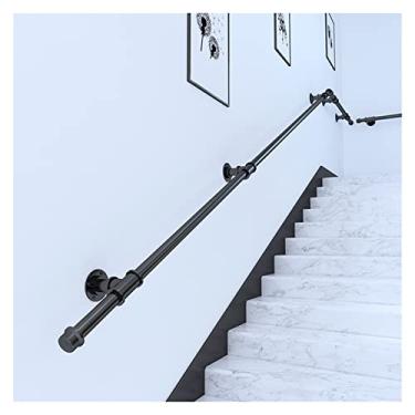 Imagem de Corrimãos de escada com acessórios, corrimãos longos de escada de 1 m/2 m/2,5 m/3,5 m/4,5 m/4,5 m/5,5 m/6 m, corrimão de escada para idosos/crianças/deficientes/mulher grávida (cor: preto, tamanho: 550 cm (18 pés)) ShaoSu