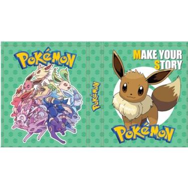 Imagem de Álbum pasta tipo Fichário compatível com Cards Pokémon Eevee Evoluções Verde com Flareon Jolteon Vaporeon Espeon Umbreon Leafeon Glaceon e Sylveon