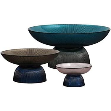 Imagem de Tigelas de frutas de cozinha conjunto de 3 pedestal redondo decorativo tigela de frutas peça central de vidro tigela decorativa tigela de exibição de frutas Prato de frutas, | Centro de mesa