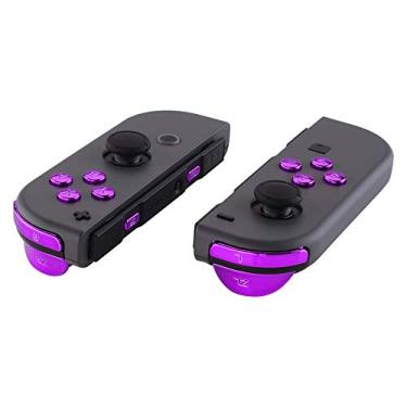 Imagem de eXtremeRate Reposição ABXY Direção Teclas SR SL L R ZR ZL ZL Botões de acionamento molas, conjunto completo de botões de reparo kits com ferramentas para Nintendo Switch Joy-Con JoyCon Shell não incluído, Chrome Purple, NS Full Set Buttons