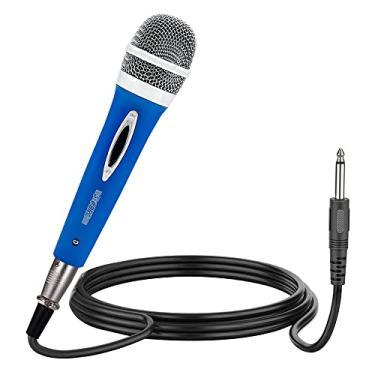 Imagem de 5 CORE Microfone unidirecional premium cardioide dinâmico vocal com cabo XLR destacável de 3,65 m para entrada de áudio de ¼ polegada e interruptor liga/desliga para canto de karaokê (azul) PM 286 BLU