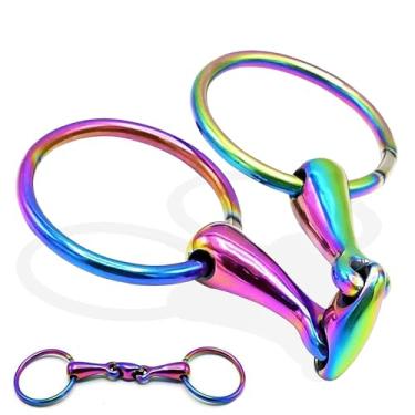 Imagem de AAProTools Arco-íris Mutli Color Horse Bit Anel Solto Lozenge Fat Link Aço Inoxidável Snaffle Equestre Tack Shows BT-0105