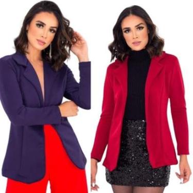 Imagem de KIT 2 BLAZERS FEMININO SOCIAL NEOPRENE ACINTURADO-Feminino