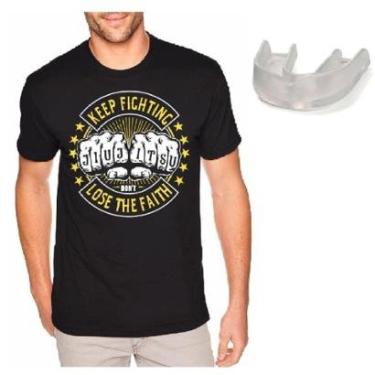 Imagem de Camiseta Jiu Jitsu Camisa MMA 100% Algodão + Protetor Bucal-Unissex