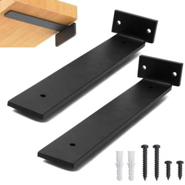 Imagem de RIO DESIGN99 Mão Francesa 15cm Cantoneira Invisível - Preto - 2 Unidades - Reforçada Industrial Invertida Suporte Aço Ferro Em T