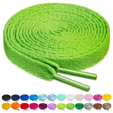 Imagem de Cadarços de bétula em 27 cores, cadarços de sapato de 1,4 cm em 4 comprimentos diferentes, Key Lime, 56"(142cm) XL