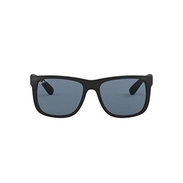 Imagem de Óculos de sol retangulares Ray-Ban RB4165 Justin, preto borracha/azul escuro polarizado, 55 mm