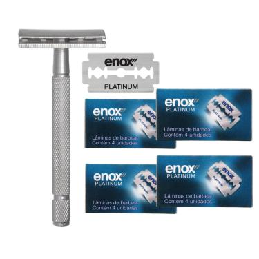 Imagem de Aparelho De Barbear Clássico + 16UN Lâminas Platinum Enox