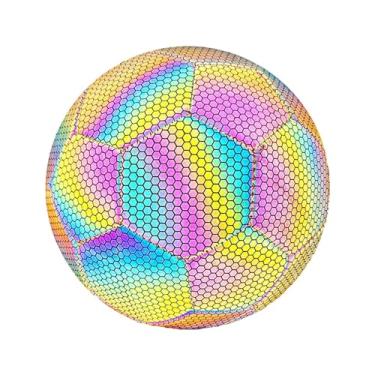 Imagem de Colaxi Bola de futebol reflexiva holográfica eva, equipamento de brinquedo para jogo noturno, tamanho 5, bola oficial para meninos e meninas, prática, estilo um