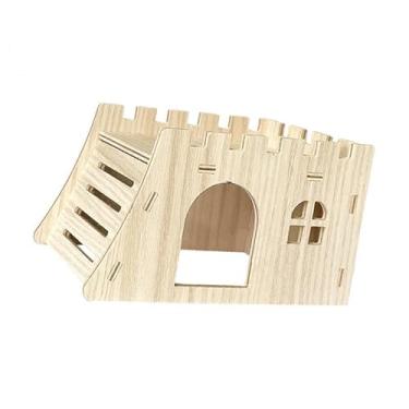 Imagem de Generic Casa de hamster de madeira, brinquedos naturais para vida, suprimentos para animais de estimação, cabana, para ratos, gerbils, chinchila, estilo D