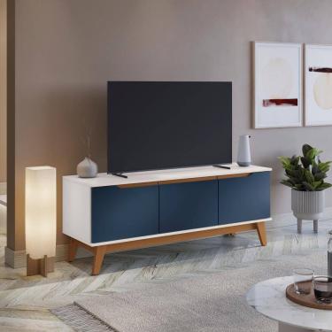 Imagem de Rack Kappesberg 3 Portas Branco/Azul 136cm