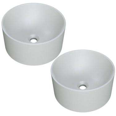 Imagem de Kit 02 Cubas de Apoio Redonda Para Banheiro Lavabo C01 BL30W Cinza Matte Fosca  - Lyam