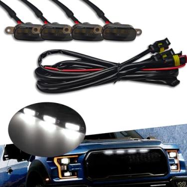 Imagem de MLAHUIER 4 peças de luzes LED para churrasqueira, lâmpadas de acabamento de para-choque da grade dianteira do carro, luzes LED âmbar brilhante com chicote de fiação, compatível com F150 F250 F350