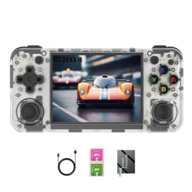 Imagem de RG35XX H, console de jogos portátil retrô Anbernic com cartão 64GTF, design de joystick duplo, tela HD de 3,5 polegadas dura até 8 horas de bateria de alta capacidade para uma melhor experiência (64G
