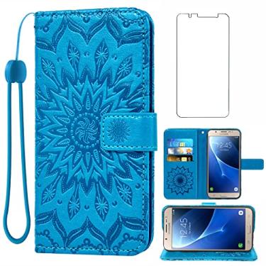 Imagem de Asuwish Capa de telefone para Samsung Galaxy J7 2016 capa carteira com protetor de tela de vidro temperado e couro girassol capa flip fina suporte para cartão acessórios para celular Glaxay J 7 J710