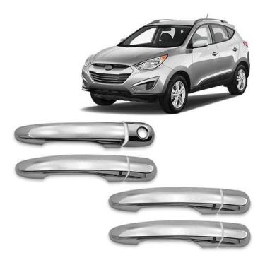 Imagem de Aplique Cromado Maçaneta Tucson 2004 À 2014 Kit 4Pçs - Shekparts