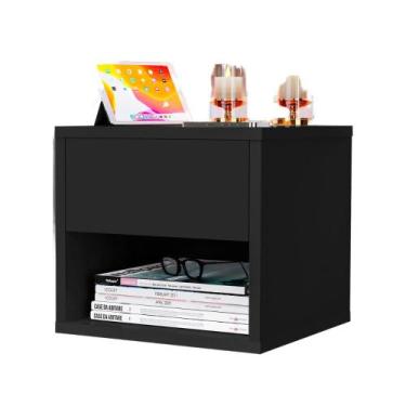 Imagem de Mesa De Cabeceira Suspensa Mudo Box Quarto Cama Lalá Preto - J & A