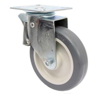 Imagem de (4pçs) Rodizio Girat. Placa C/ Freio 5pol. R512 Bp Pvc Anti Risco 75kg