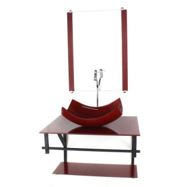 Imagem de Gabinete Vidro Banheiro 60Cm Ap Cuba Retangular Curvada - Cubas E Gabi