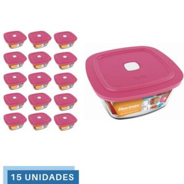 Imagem de 15 Potes Vidro Facilita Quadrado Marmita 300Ml Marinex - NADIR FIGUERE