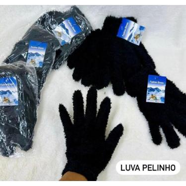 Imagem de Kit 05 Pares Luva Pelinho Adulta Masculino/Feminino Preta Quentinha Fr