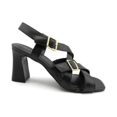 Imagem de Sandália Social Feminina de Couro Giulia Domna 586005 Preta