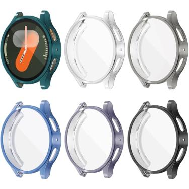 Imagem de [Pacote com 6] Protetor de tela YUVIKE Watch para Galaxy Watch7 de 40 mm, capa protetora completa de TPU (poliuretano termoplástico) macio de 6 cores para Samsung Galaxy Watch7 de 40 mm (SM-L300)
