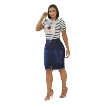 Imagem de Saia Jeans Secretaria Moda Evangélica, 38