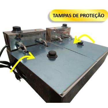 Imagem de Fritadeira Elétrica Industrial 2 Cubas 5 litros cada com Tampas - JBC 