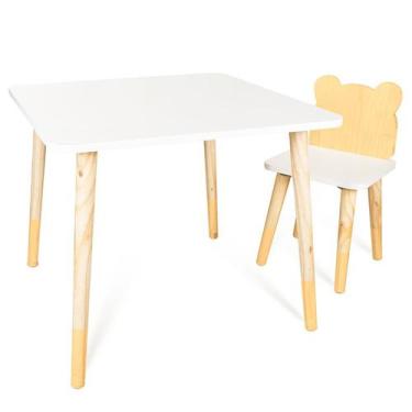 Imagem de Kit Mesa e Cadeira Infantil Urso - Eita Casa Perfeita, Amarelo Claro