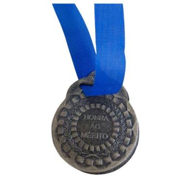 Imagem de Kit C/100 Medalhas de Ouro Prata ou Bronze Honra ao Mérito C/Fita Azul