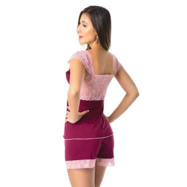 Imagem de Short Doll Baby Doll Sensual Pijama Feminino Manga De Renda - Empório 