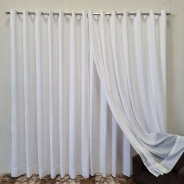 Imagem de Cortinha De Linho Com Forro Microfibra Para Varão Medida 3,00x2,30 - S