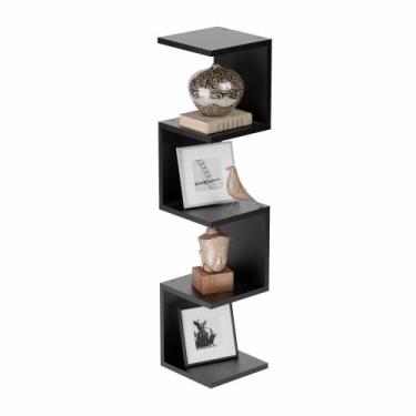 Imagem de Prateleira de Canto Lyra 4 Nichos Decorativos Preto para Sala Quarto L