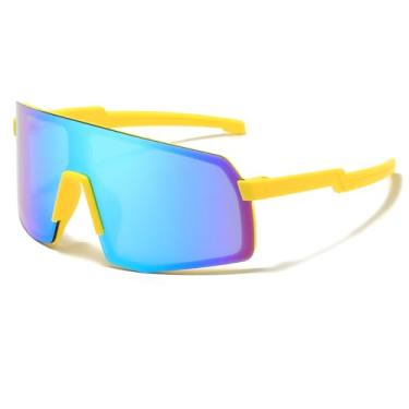 Imagem de NIDOVIX Óculos de sol de beisebol infantil para meninas e meninos de 2 a 12 anos, óculos de sol de beisebol UV400 óculos de sol esportivos para ciclismo, 07 Espelhado amarelo/azul, lenswidth