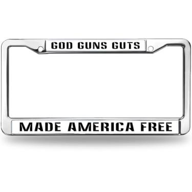 Imagem de Moldura para placa de licença God Made America Free Religious God Bless America Funny License Plate Frame Cross and Heart Weather-Proof License Plate Frame with Mounting Hardware Kit