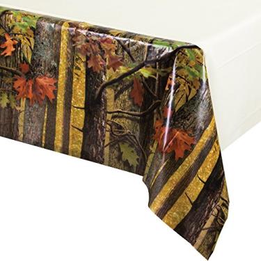 Imagem de Creative Converting Toalha de mesa de banquete de plástico sólido com estampa de borda, camuflagem de caça