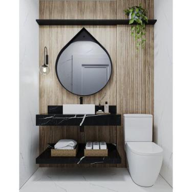 Imagem de Prateleira em Porcelanato para Banheiro 100cm Preto - Darabas Agardi